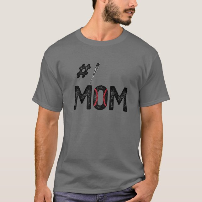 Baseball Mamma nummer ett 1 Mor Baseball Älskare M T Shirt (Framsida)