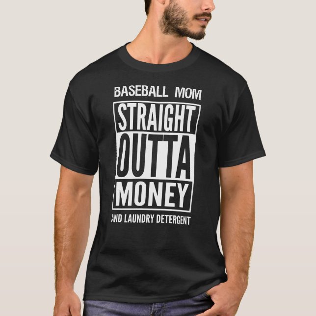Baseball Mamma Raka dagpenning och Tvätt Dete T Shirt (Framsida)