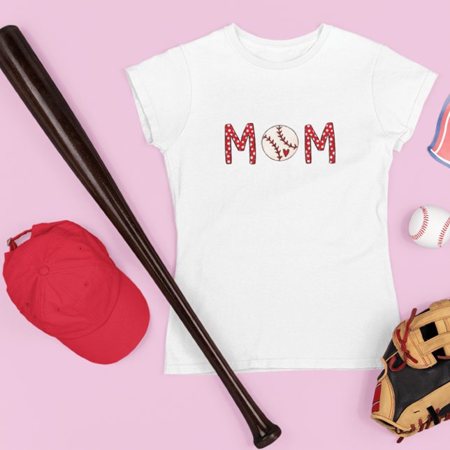 Baseball Mamma Red Polka Dot Baseball Heart T Shirt (Skapare uppladdad)