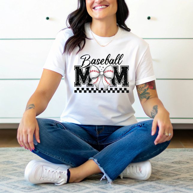 Baseball Mamma Retro Mamma Coquette Bow T Shirt (Skapare uppladdad)