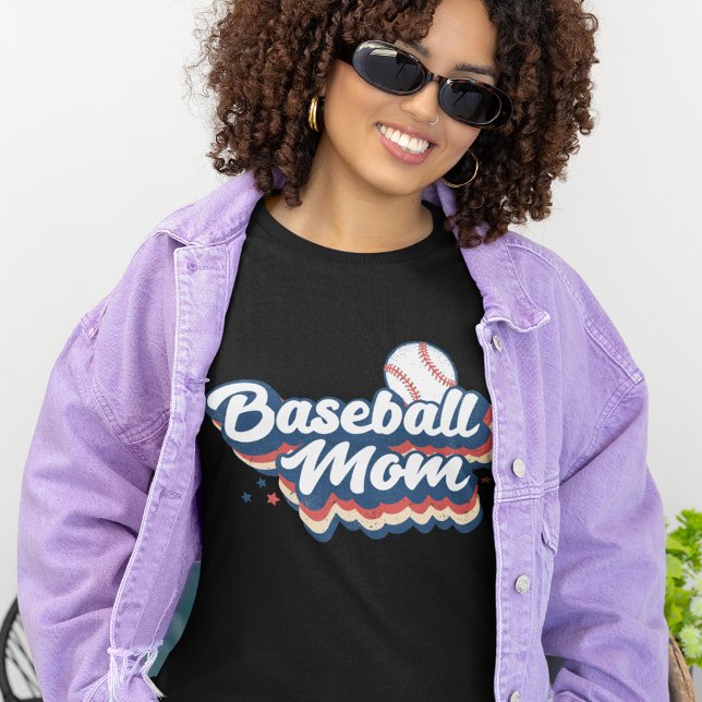 Baseball Mamma Retro Stil T Shirt (Skapare uppladdad)