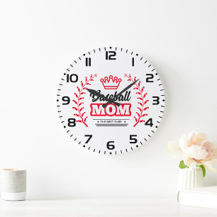 Baseball Mamma Shirt, den bästa någonsin Krona Stor Klocka