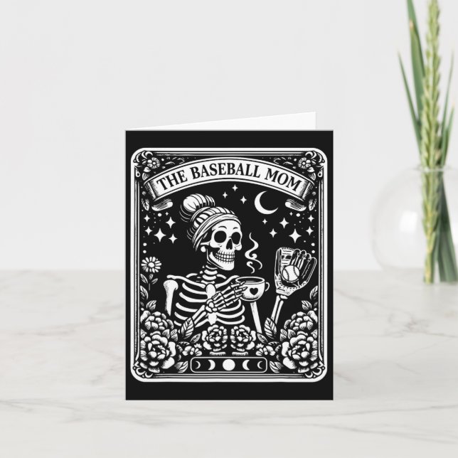 Baseball Mamma Tarot Card Skeleton Coffee Mor Kort (Framsida)