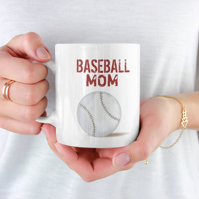 Baseball Mamma Typography Red Sports Kaffemugg (Skapare uppladdad)