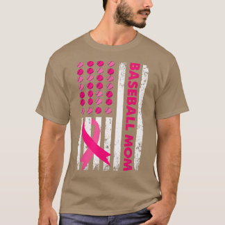 Baseball Mamma USA flagga Disted Breast Cancer Awa T Shirt