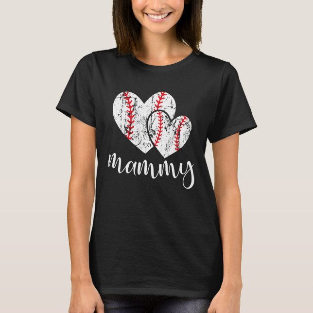 Baseball Mammy Heart Ball  Proud Grandma Mother s  T Shirt (Framsida)