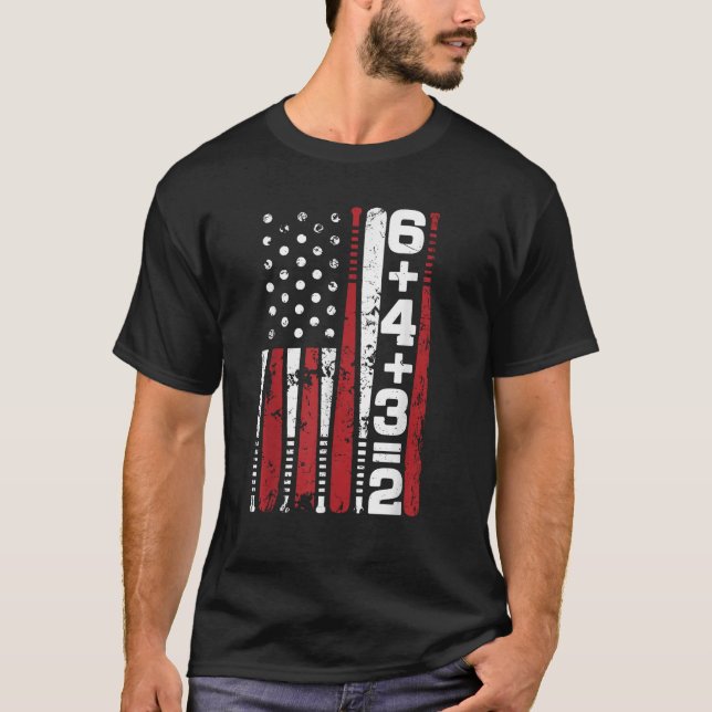 Baseball Math 6 4 3 2 T Shirt (Framsida)