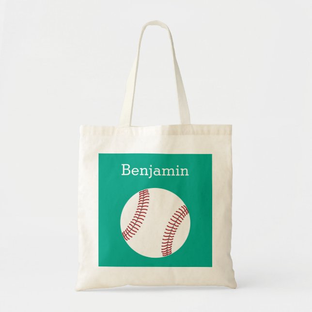 Baseball med anpassningsbarnamn - smaragd tygkasse (Framsidan)
