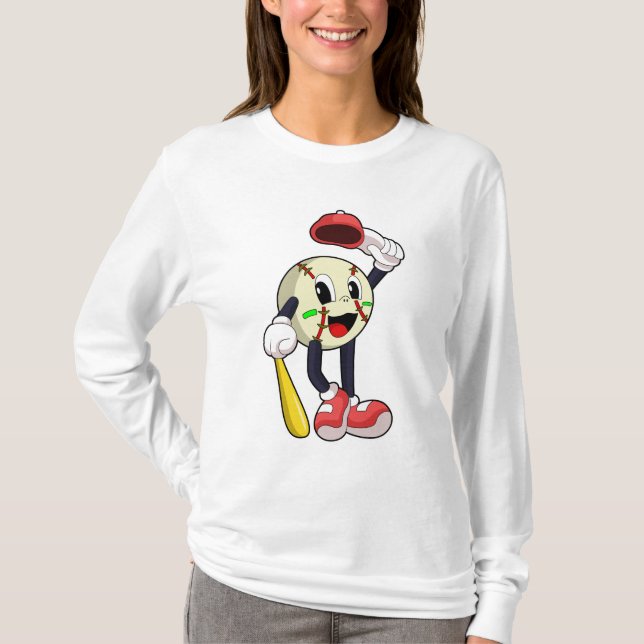 Baseball med Baseball fladdermus T Shirt (Framsida)