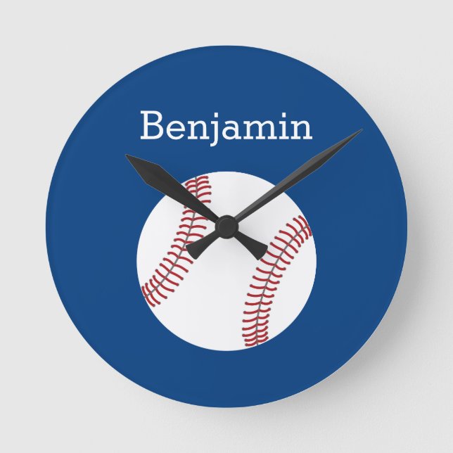 Baseball med eget namn - Royal Blue Rund Klocka (Framsida)