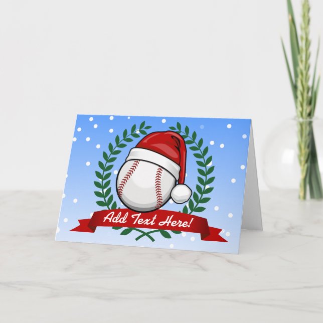 Baseball med en julstilSanta hatt Helgkort (Framsida)