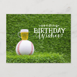 Baseball med grattis på födelsedagen med Beer Card Vykort