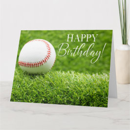 Baseball med grattis på födelsedagen ord på grönt kort