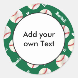 Baseball med Mörk grönt bakgrund | Anpassa Runt Klistermärke