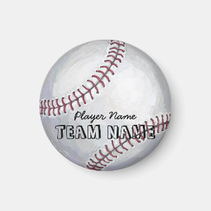 Baseball med Namn och nummer Magnet