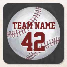 Baseball med Namn och nummer Underlägg Papper Kvadrat