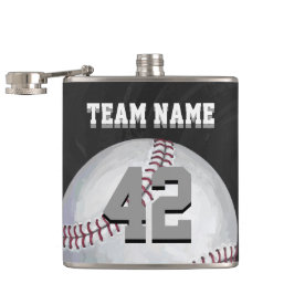 Baseball med namn och numrerar fickplunta