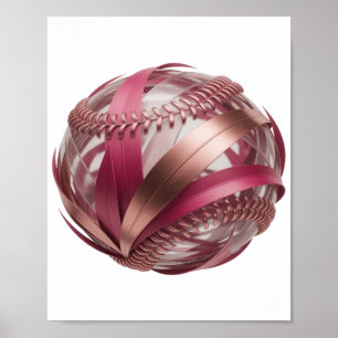 BASEBALL MED ROSA OCH KOPPAR RANDIGA OCH EN VIT POSTER