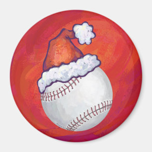 Baseball med Santa Hat på Red Magnet