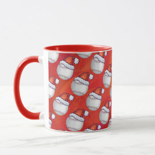 Baseball med Santa Hat på Red Mugg