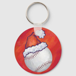Baseball med Santa Hat på Red Nyckelring