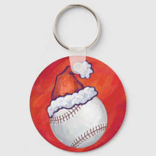 Baseball med Santa Hat på Red Nyckelring