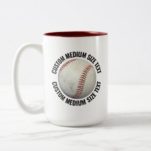 Baseball & Medium Text MAROON 15oz Anpassad Två-Tonad Mugg
