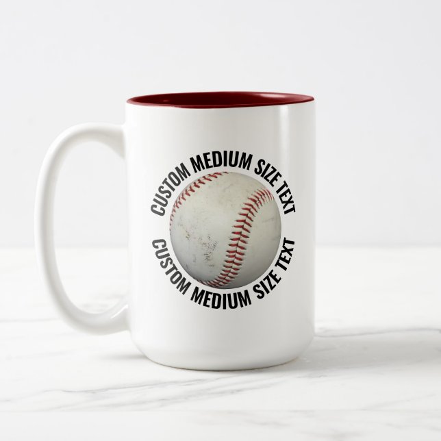 Baseball & Medium Text MAROON 15oz Anpassad Två-Tonad Mugg (Vänster)