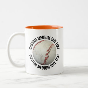 Baseball & Medium Text ORANGE 11oz Anpassad Två-Tonad Mugg