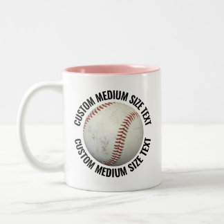Baseball & Medium Text RÖDROSA 325g Custom Två-Tonad Mugg