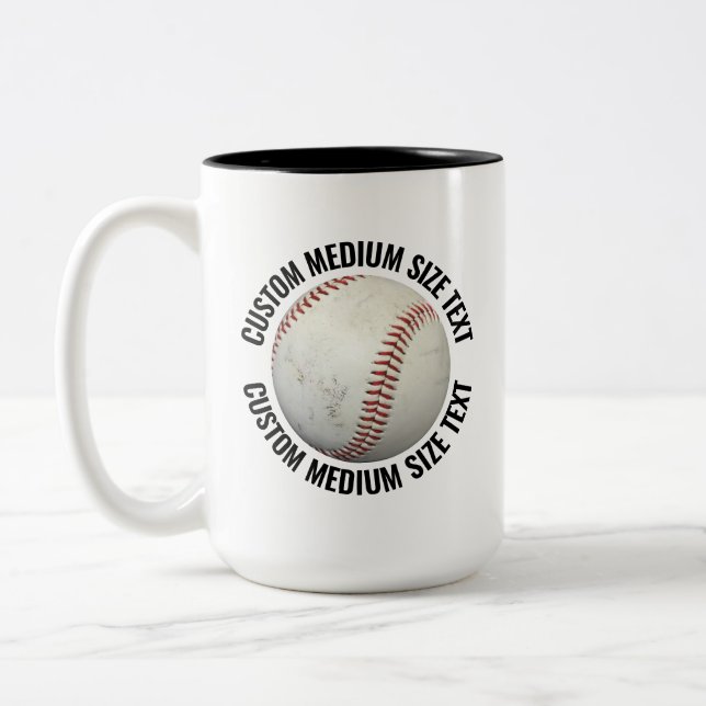 Baseball & Medium Text SVART 15oz Custom Två-Tonad Mugg (Vänster)