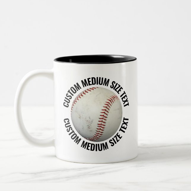 Baseball & Medium Text SVART 320g Custom Två-Tonad Mugg (Vänster)