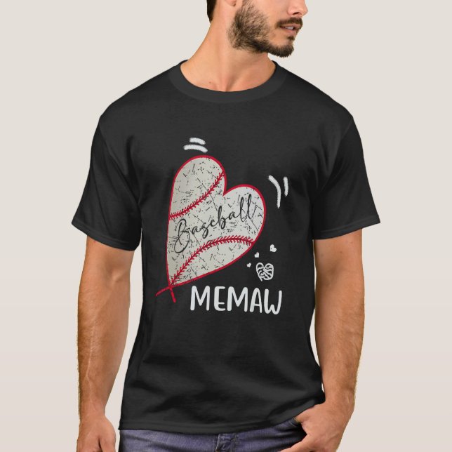 Baseball Memaw Family Matching Players Team Memaw T Shirt (Framsida)