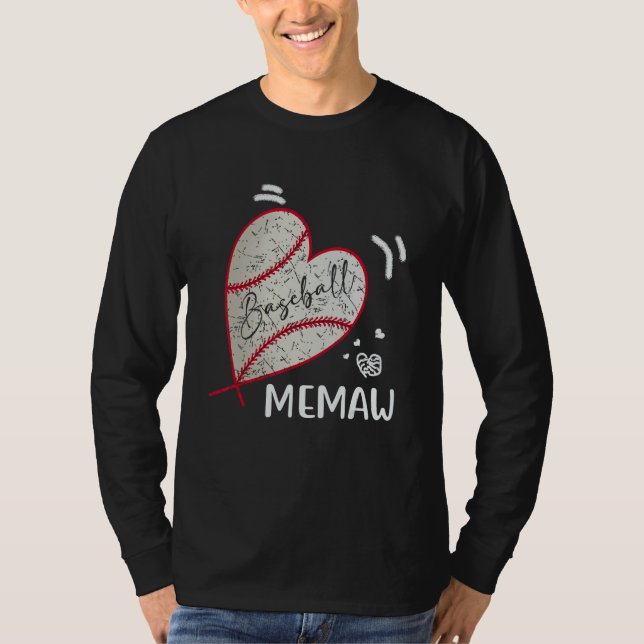 Baseball Memaw Family Matching Players Team Memaw T Shirt (Framsida)