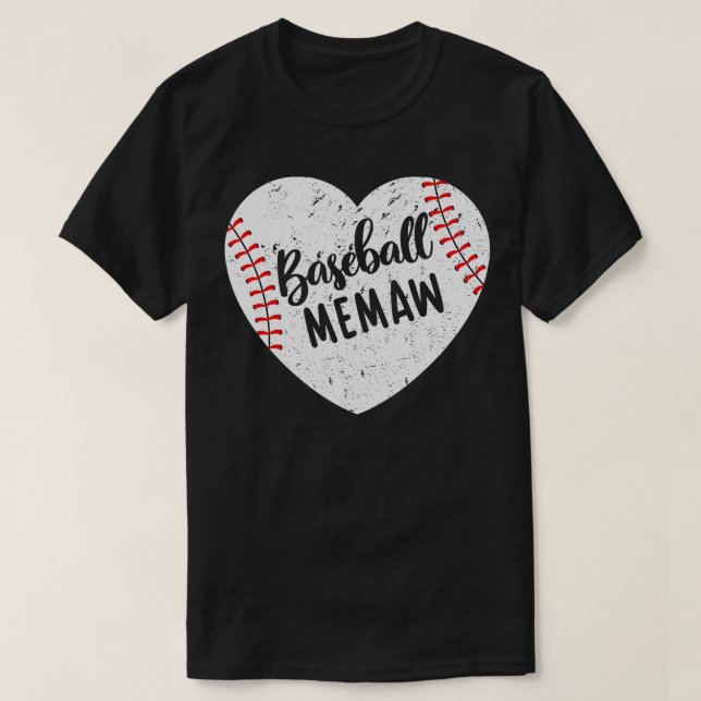 Baseball Memaw Retro Heart Baseball Grandma Mor T Shirt (Design framsida)