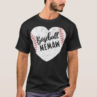 Baseball Memaw Retro Heart Baseball Grandma Mor T Shirt