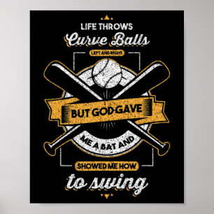 Baseball men Gud gav Christian Gift Poster