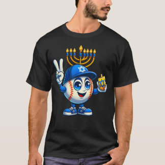 Baseball Menorah Dreidel Jewish Hanukkah Womens Me T Shirt
