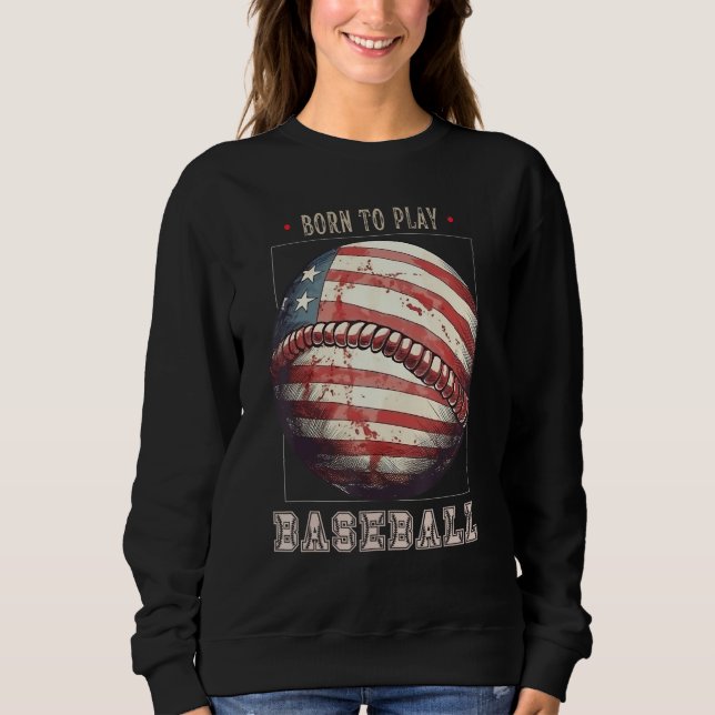 Baseball Merica Patriotic 4th July American Flag T Shirt (Framsida)