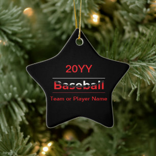 Baseball - minimalistisk konst geometrisk båge julgransprydnad keramik