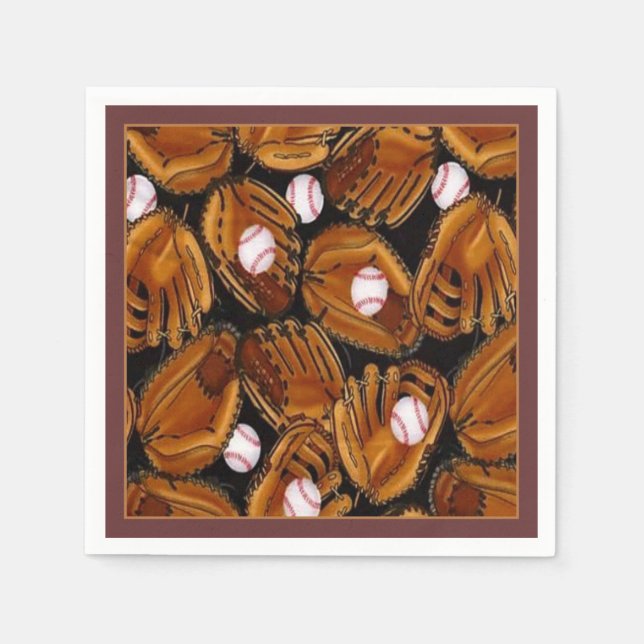 Baseball Mits Mönster Napkins Pappersservett (Framsidan)