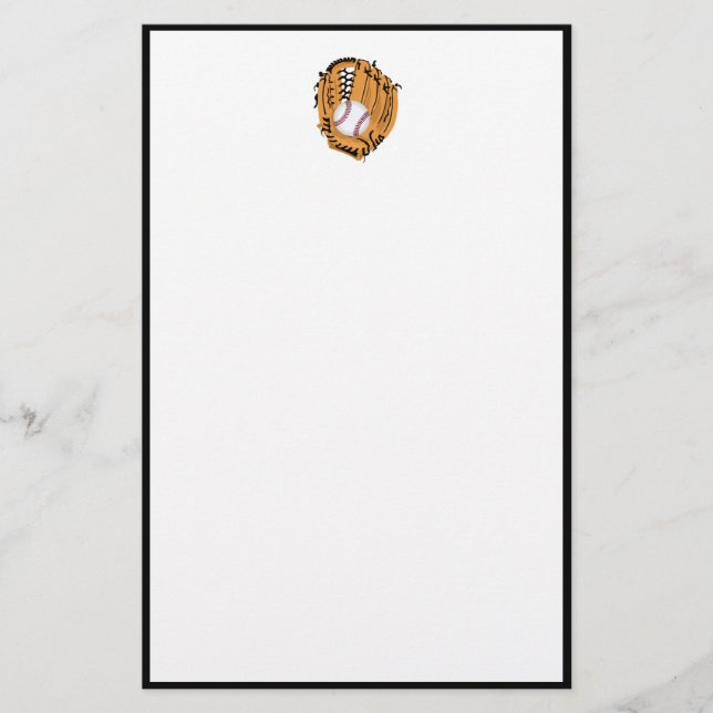 Baseball Mitt och Boll Brevpapper (Framsida)