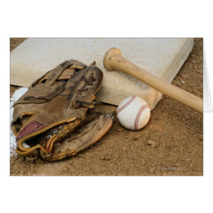Baseball, Mitt och Fladdermus på bas Hälsningskort