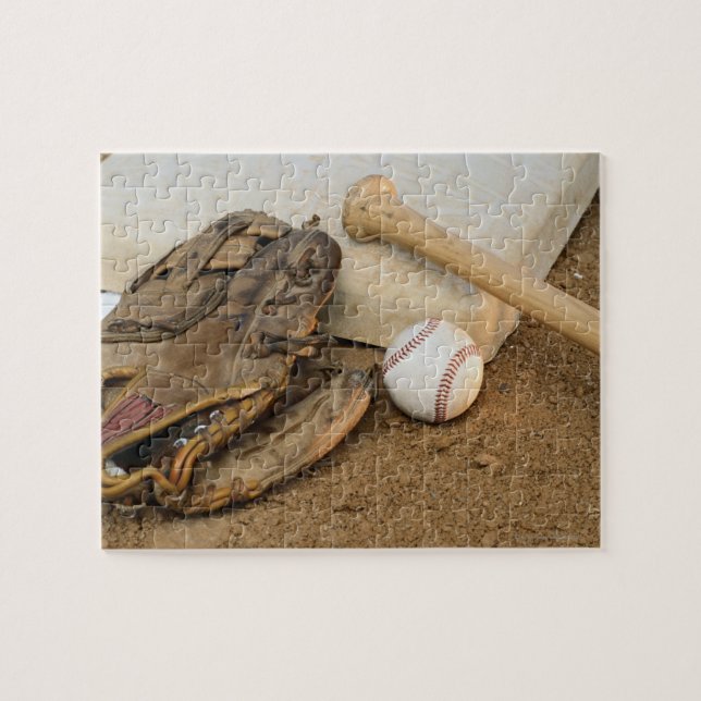 Baseball, Mitt och Fladdermus på bas Pussel (Horisontell)