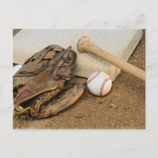Baseball, Mitt och Fladdermus på bas Vykort