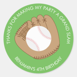 Baseball Mitten och Boll-födelsedagen Runt Klistermärke