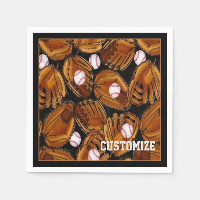 Baseball Mitts Mönster Napkins Pappersservett (Framsidan)