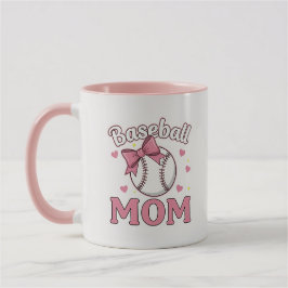 Baseball Mom Cute Pink Bow Design Mugg