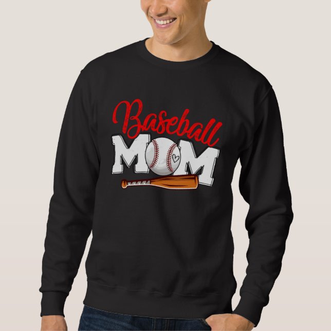 Baseball Mom Cute Sport  Mother s Day For Women Lång Ärmad Tröja (Framsida)