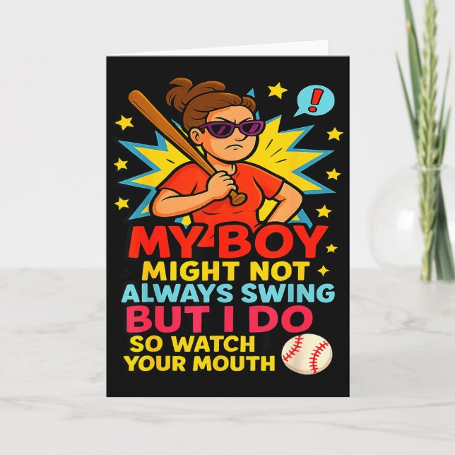 Baseball Mom Funny Quote For Mother's Day Gift  Kort (Framsida)